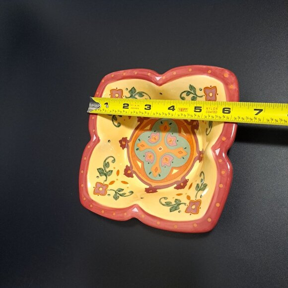 Partylite Tuscan Bohemian Spice Ceramic Candle Holder Floral Design Square - Picture 3 of 9